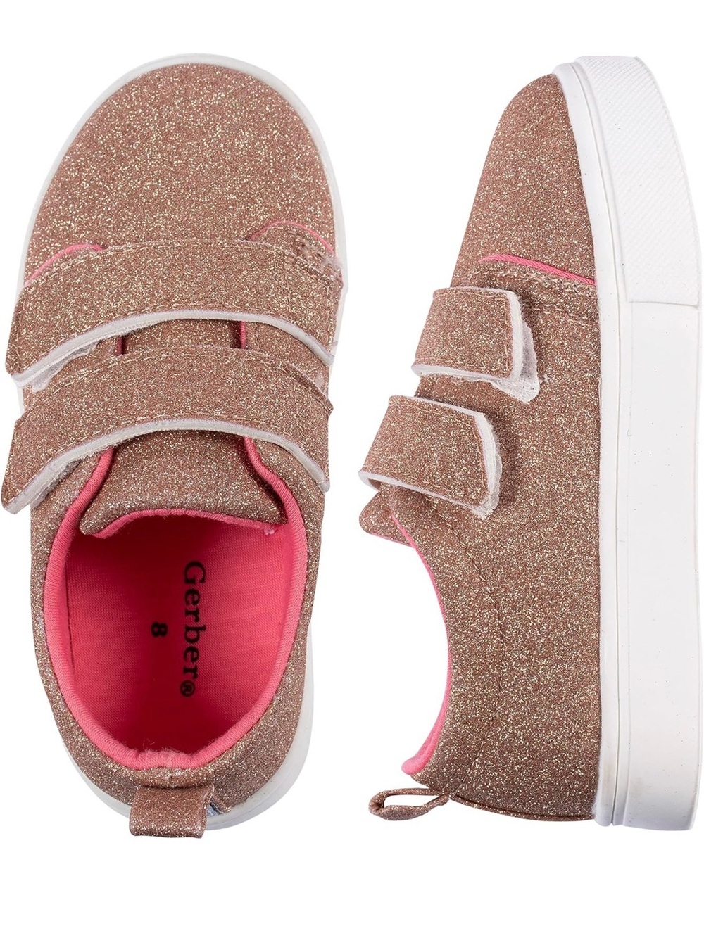 Gerber Rose Gold Glitter Velcro Toddler Sneakers